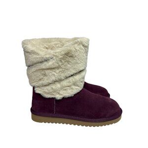 Koolaburra UGG Dezi Women's Boot Suede Plum Faux Fur Lining Pull On Size 7 New